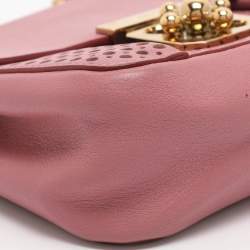 مملوكة مسبقًا Chloe Elsie Small Pink Perforated Leather Shoulder Bag
