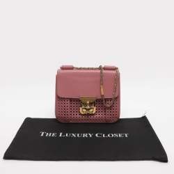 مملوكة مسبقًا Chloe Elsie Small Pink Perforated Leather Shoulder Bag