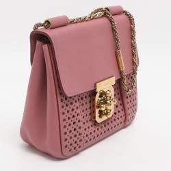 مملوكة مسبقًا Chloe Elsie Small Pink Perforated Leather Shoulder Bag