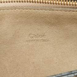 Pre Owned Chloe Faye Medium Deep Green/Black Leather, Suede and Python Shoulder Bag