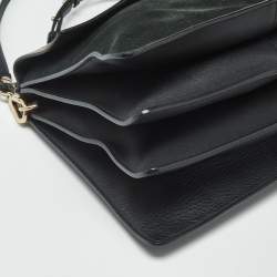 Pre Owned Chloe Faye Medium Deep Green/Black Leather, Suede and Python Shoulder Bag