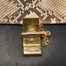 Pre Owned Chloe Drew Medium Black/Beige Leather and Python Shoulder Bag