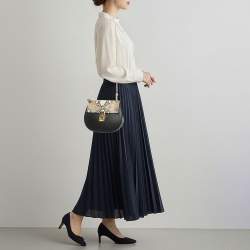 Pre Owned Chloe Drew Medium Black/Beige Leather and Python Shoulder Bag