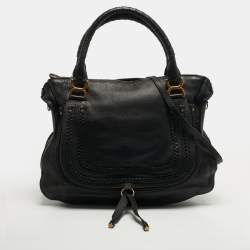 مملوكة مسبقًا Chloe Marcie Large Black Leather Satchel