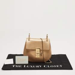 Pre Owned حقيبة كتف كلوي درو صغيرة جلد ميتاليك