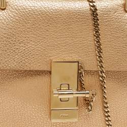 Pre Owned حقيبة كتف كلوي درو صغيرة جلد ميتاليك