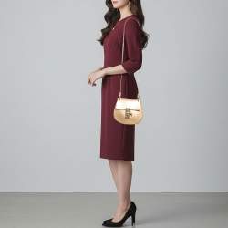 Pre Owned حقيبة كتف كلوي درو صغيرة جلد ميتاليك