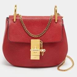 Pre Owned Chloé Drew Small Red Leather Shoulder Bag