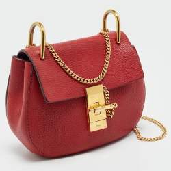 مملوكة مسبقًا حقيبة كتف كلوي درو جلد أحمر صغيرة