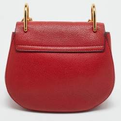 مملوكة مسبقًا حقيبة كتف كلوي درو جلد أحمر صغيرة