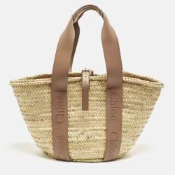 Pre Owned حقيبة يد كلوي سينس جلد كريم/بيج ورافيا