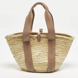 Pre Owned حقيبة يد كلوي سينس جلد كريم/بيج ورافيا