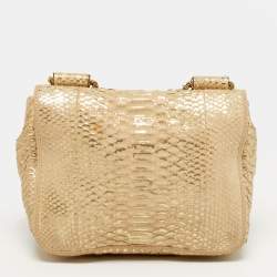 مملوكة مسبقًا حقيبة كتف كلوي إلسي صغيرة جلد ثعبان بيج/ذهبي