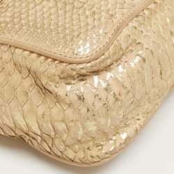 مملوكة مسبقًا حقيبة كتف كلوي إلسي صغيرة جلد ثعبان بيج/ذهبي