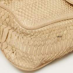 مملوكة مسبقًا حقيبة كتف كلوي إلسي صغيرة جلد ثعبان بيج/ذهبي