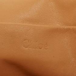 مملوكة مسبقًا حقيبة كتف كلوي إلسي صغيرة جلد ثعبان بيج/ذهبي