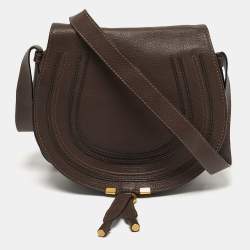 مملوكة مسبقًا Chloe Marcie Medium Dark Brown Leather Crossbody Bag