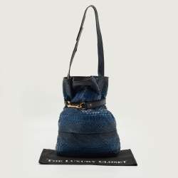 Pre Owned Chloe Joan Blue/Black Python Bucket Bag