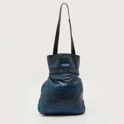 Pre Owned Chloe Joan Blue/Black Python Bucket Bag