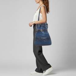 Pre Owned Chloe Joan Blue/Black Python Bucket Bag