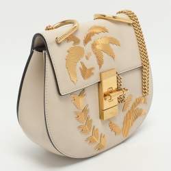Pre Owned Chloe Palm Embellished Drew Small Light Beige Leather Shoulder Bags
