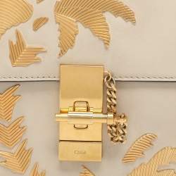 Pre Owned Chloe Palm Embellished Drew Small Light Beige Leather Shoulder Bags