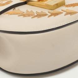 Pre Owned Chloe Palm Embellished Drew Small Light Beige Leather Shoulder Bags