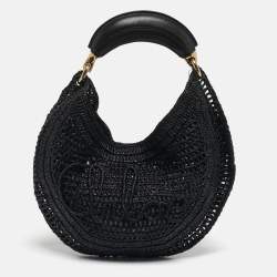Pre Owned Chloe Summer Banana Black Raffia Hobo