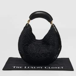 Pre Owned Chloe Summer Banana Black Raffia Hobo