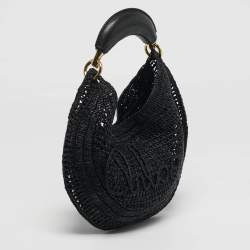 Pre Owned Chloe Summer Banana Black Raffia Hobo