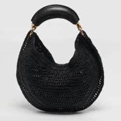 Pre Owned Chloe Summer Banana Black Raffia Hobo