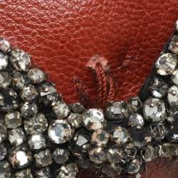 Pre Owned Chloe Brick Leather Crystal Bow Embellished Chain Bag