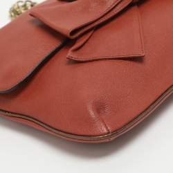 Pre Owned Chloe Brick Leather Crystal Bow Embellished Chain Bag