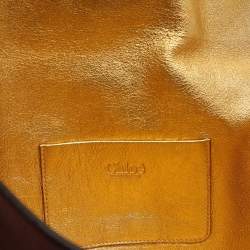 Pre Owned Chloe Brick Leather Crystal Bow Embellished Chain Bag