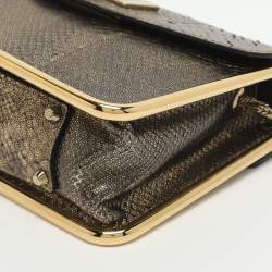 Pre Owned Chloe Sally Small Metallic Python Embossed Leather Shoulder Bag