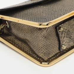 Pre Owned Chloe Sally Small Metallic Python Embossed Leather Shoulder Bag