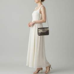 Pre Owned Chloe Sally Small Metallic Python Embossed Leather Shoulder Bag