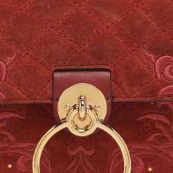 Pre Owned Chloe Tess Embroidered Red Leather and Suede Shoulder Bags