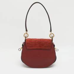 Pre Owned Chloe Tess Embroidered Red Leather and Suede Shoulder Bags