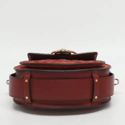 Pre Owned Chloe Tess Embroidered Red Leather and Suede Shoulder Bags