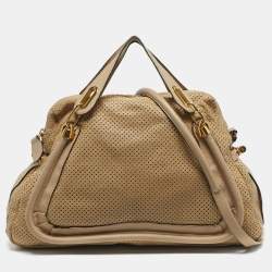 Pre Owned Chloe Paraty Large Perforated Leather Shoulder Bag