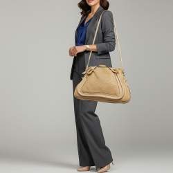 Pre Owned Chloe Paraty Large Perforated Leather Shoulder Bag