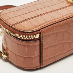 Pre Owned Chloé Vanity C Mini Brown Croc Embossed Shoulder Bag