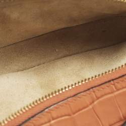 Pre Owned Chloé Vanity C Mini Brown Croc Embossed Shoulder Bag