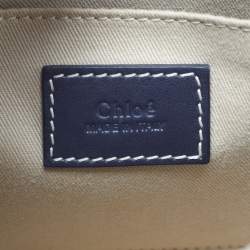 Pre Owned Chloé Woody Small Beige/Black Canvas and Leather Tote