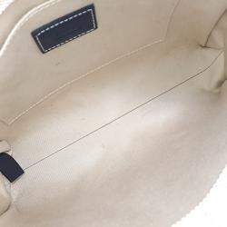 Pre Owned Chloe Cream Navy Blue Canvas Woody Bag Small