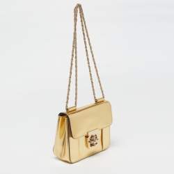 Pre Owned Chloe Elsie Small Gold Leather Shoulder Bag