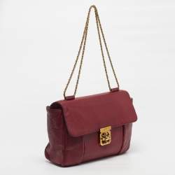 مملوكة مسبقًا حقيبة كتف كلوي إلسي جلد أحمر كبيرة