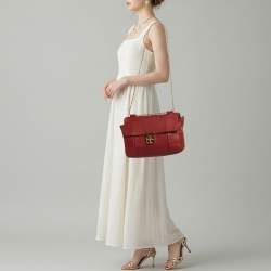 مملوكة مسبقًا حقيبة كتف كلوي إلسي جلد أحمر كبيرة