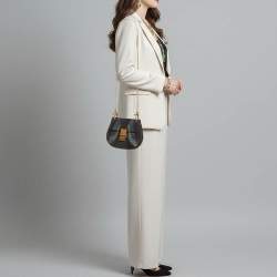 Pre Owned Chloé Drew Patchwork Mini Blue Chain Shoulder Bag